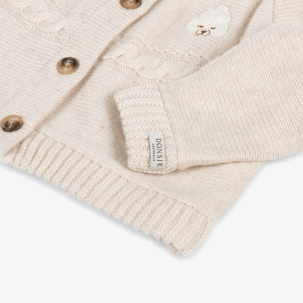 Donsje-Girls Soft Sand Poodle Cardigan | Childrensalon Outlet
