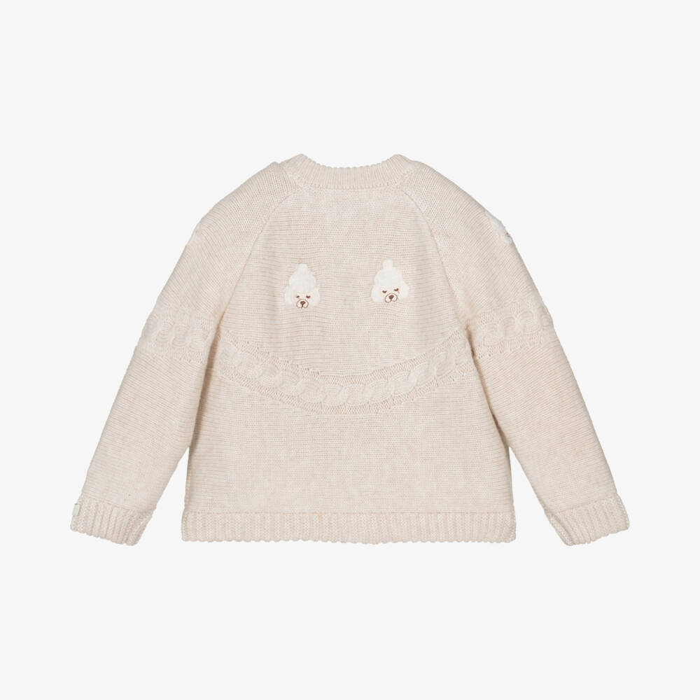 Donsje-Girls Soft Sand Poodle Cardigan | Childrensalon Outlet