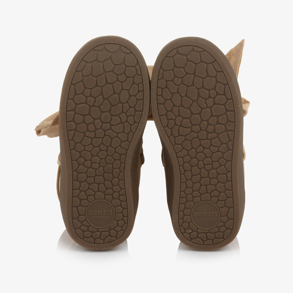 Donsje-Girls Tan Brown Boots with Ribbon Ties | Childrensalon Outlet