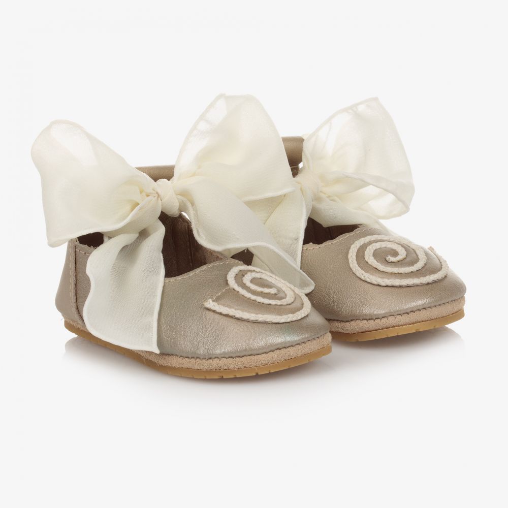 Donsje - Chaussures dorées en cuir Bébé | Childrensalon