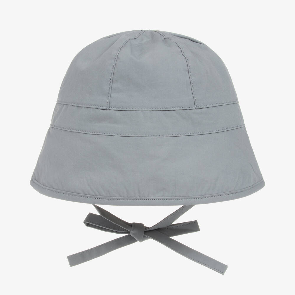 Donsje-Grey Cotton Baby Sun Hat | Childrensalon Outlet