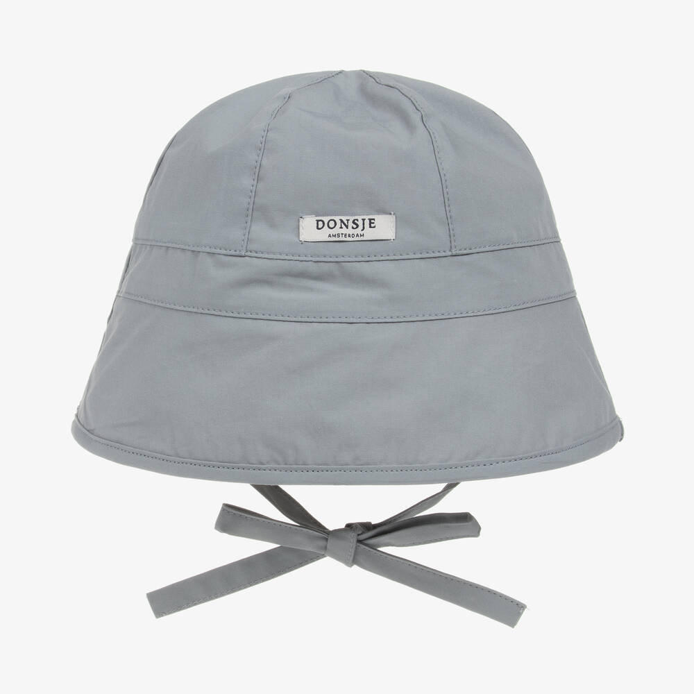 Donsje - Grey Cotton Baby Sun Hat | Childrensalon