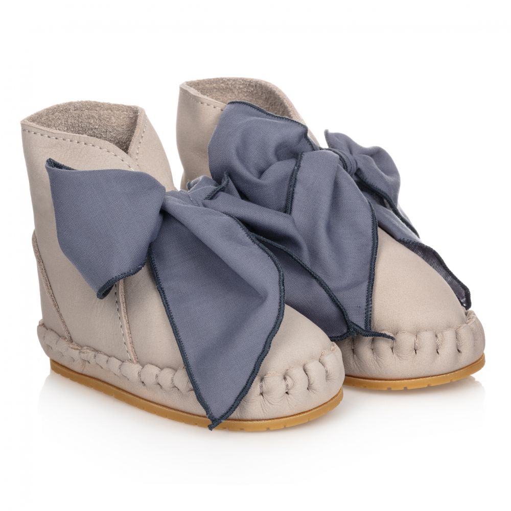 Donsje - Grey Leather Baby Boots | Childrensalon
