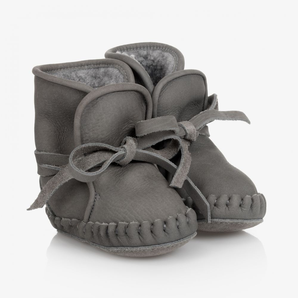 Donsje - Grey Leather Baby Boots | Childrensalon