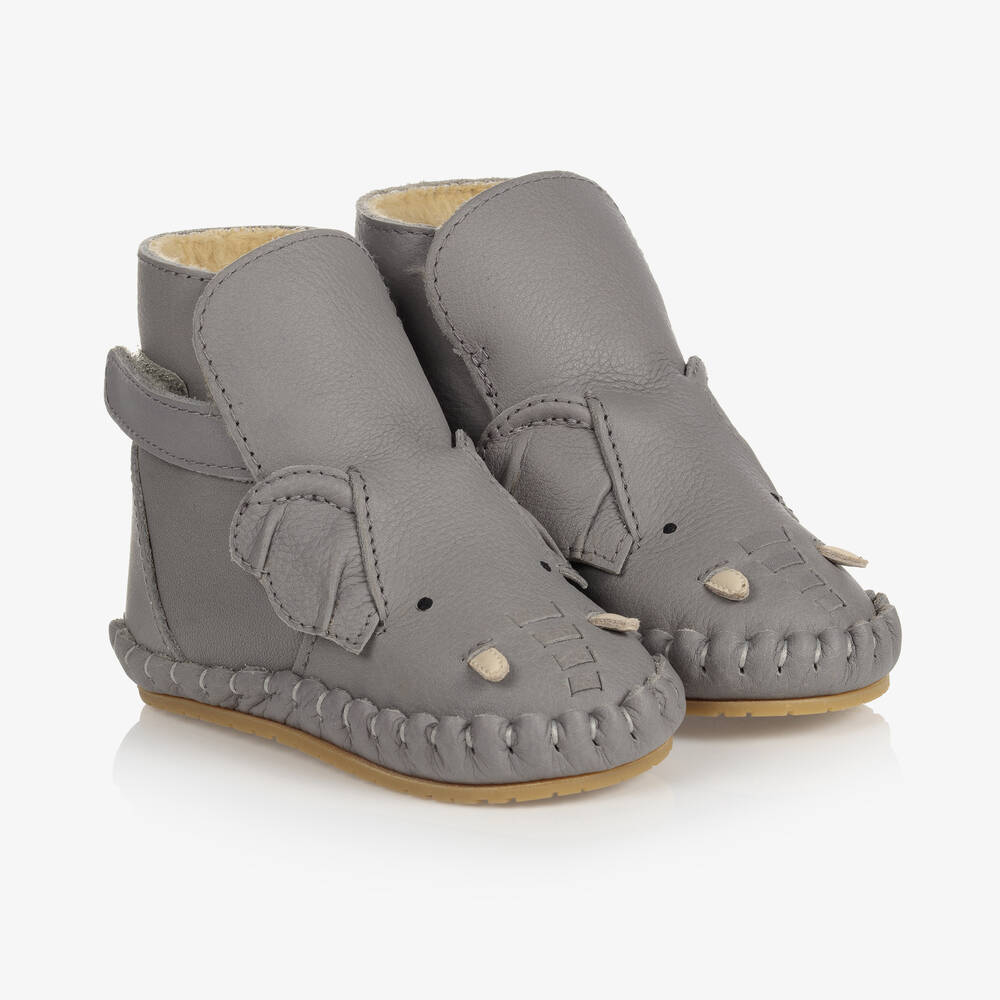 Donsje - Grey Leather Elephant Boots | Childrensalon