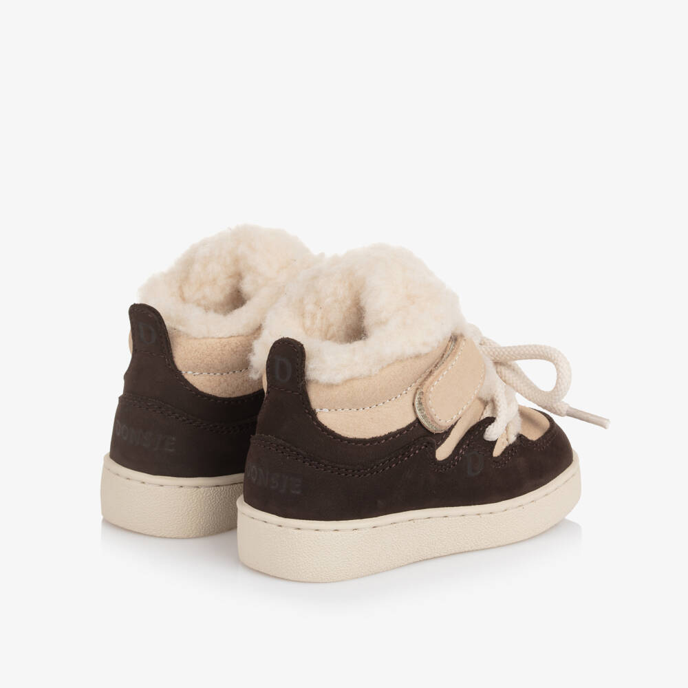 Donsje-Ivory & Brown Sherpa Trainers | Childrensalon Outlet