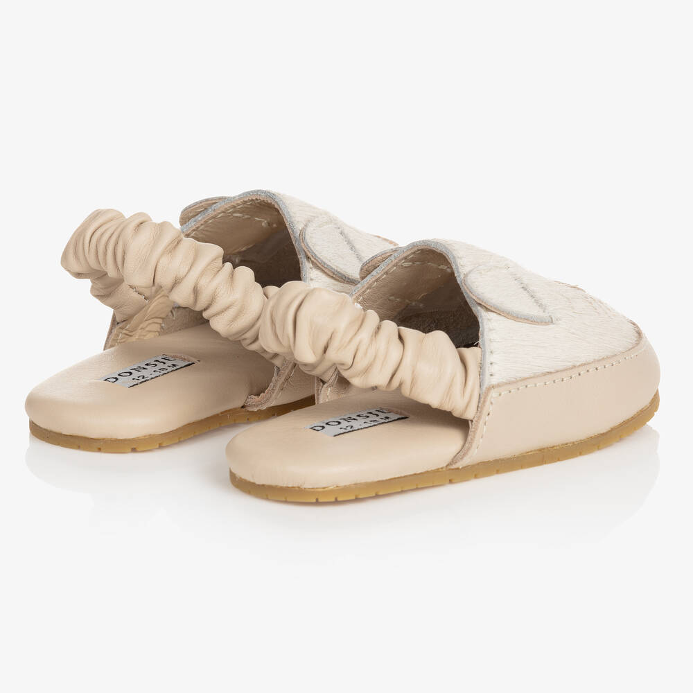 Donsje-Кремовые кожаные пинетки с котом | Childrensalon Outlet