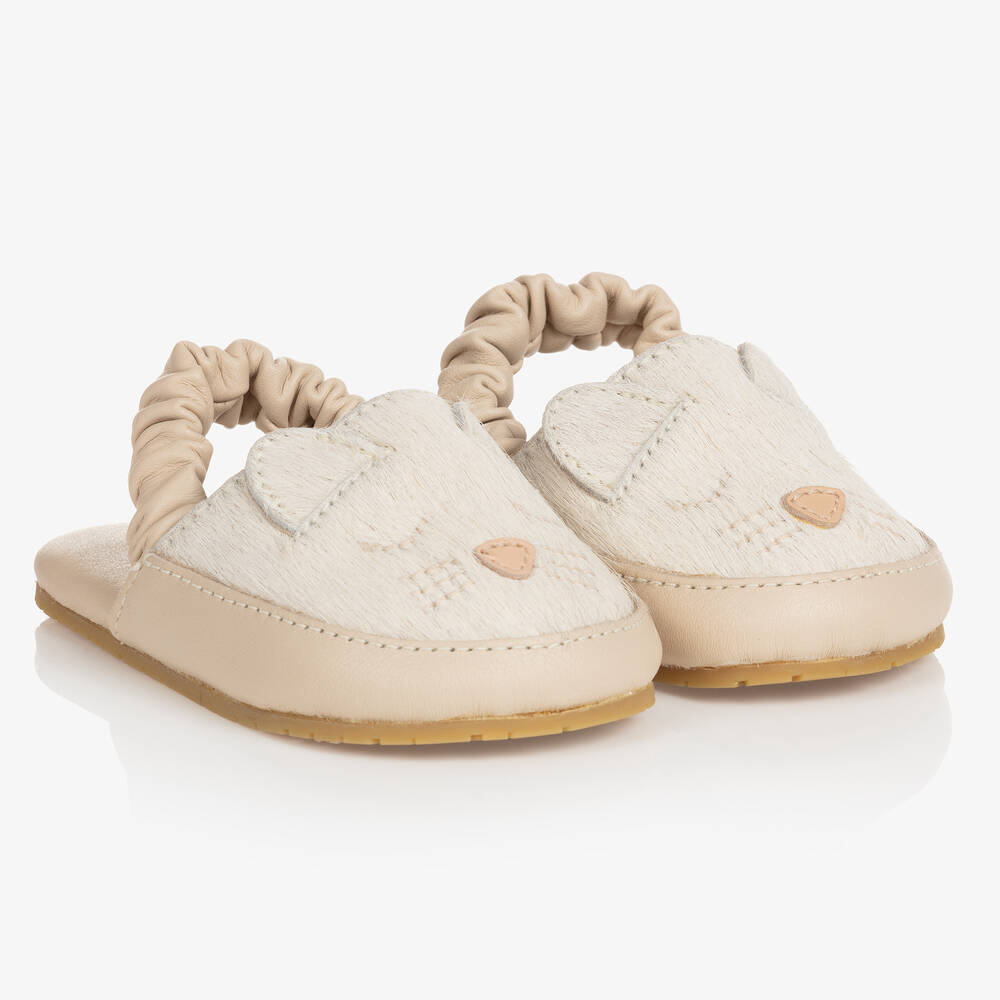 Donsje - حذاء جلد لون عاجي لمرحلة قبل المشي للمولودات | Childrensalon