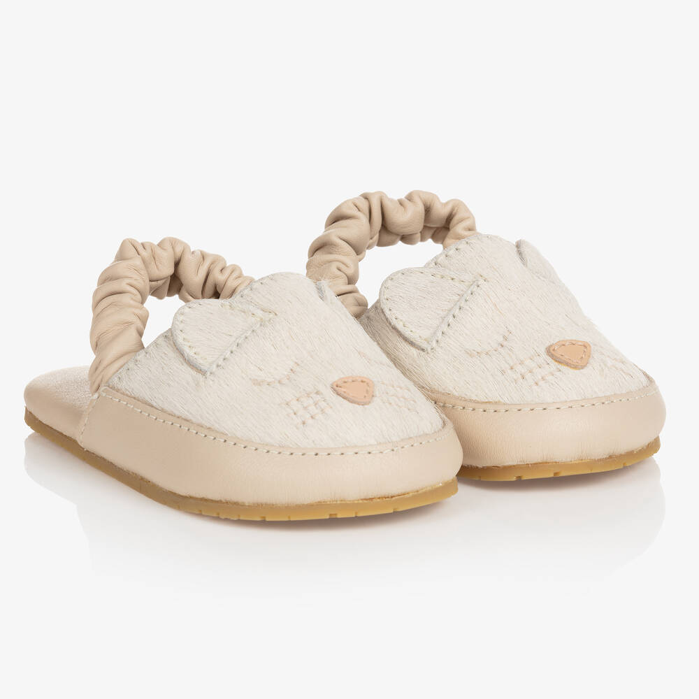 Donsje - Ivory Cat Face Leather Pre-Walkers | Childrensalon