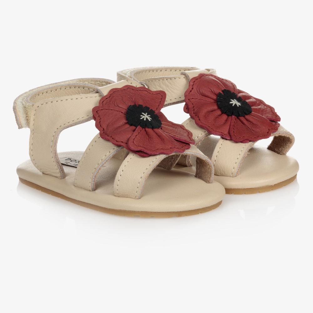 Donsje - Ivory Leather Baby Sandals | Childrensalon