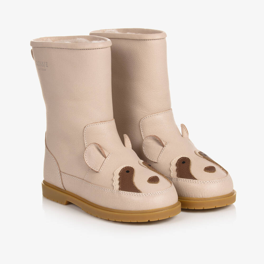 Donsje-Кремовые кожаные сапоги | Childrensalon Outlet
