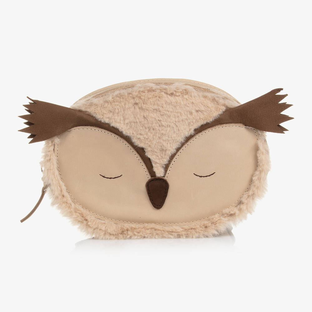 Donsje - Ivory Leather Owl Backpack (20cm) | Childrensalon
