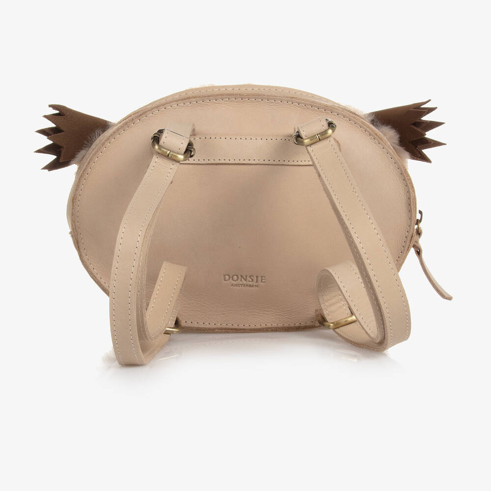 دونسجي-حقيبة ظهر جلد لون عاجي داكن (20 سم) | Childrensalon Outlet