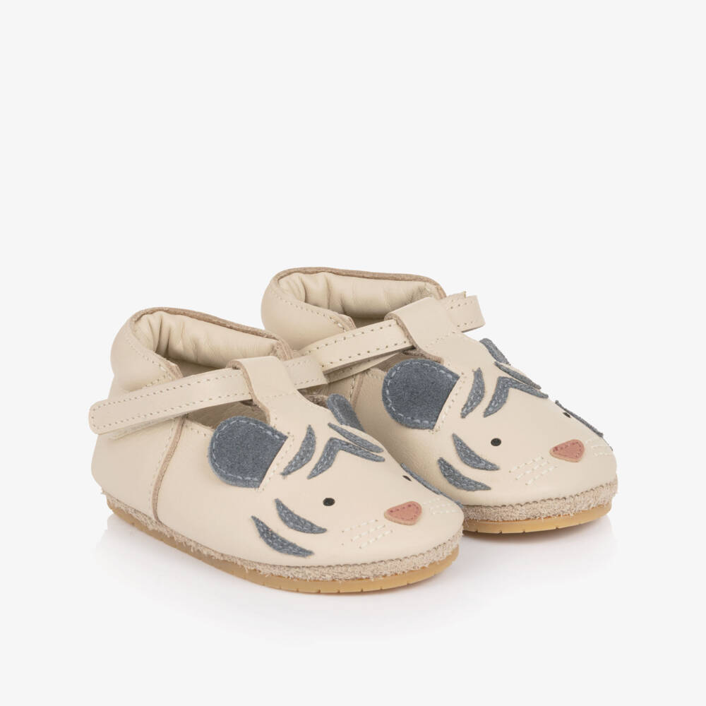 Donsje-Ivory Tiger Leather Pre-Walker Shoes | Childrensalon Outlet