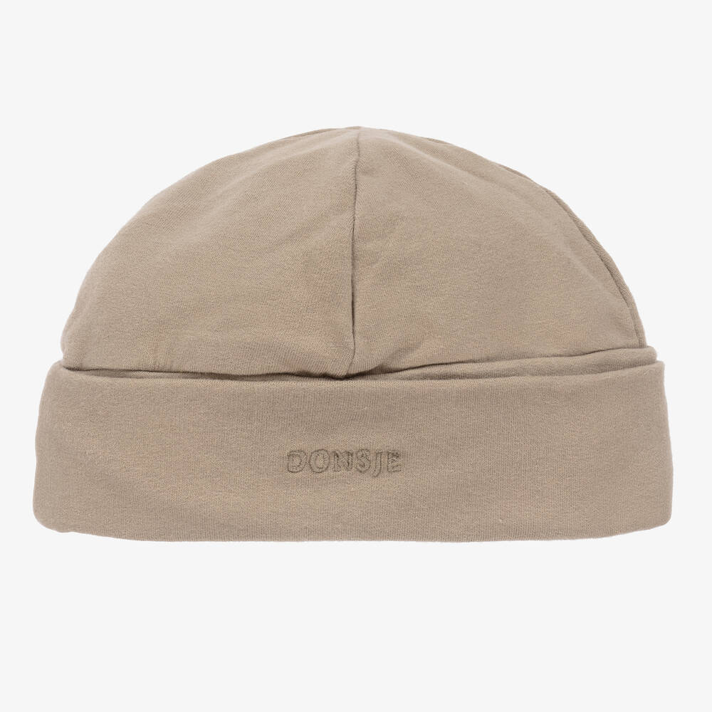 Donsje-Khaki Green Cotton Baby Hat | Childrensalon Outlet
