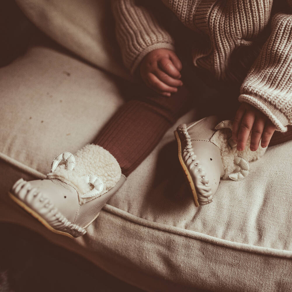 Donsje-Светло-серые кожаные сапожки в виде головы барашка | Childrensalon Outlet