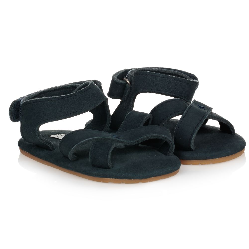 Donsje - Navy Blue Leather Baby Sandals | Childrensalon