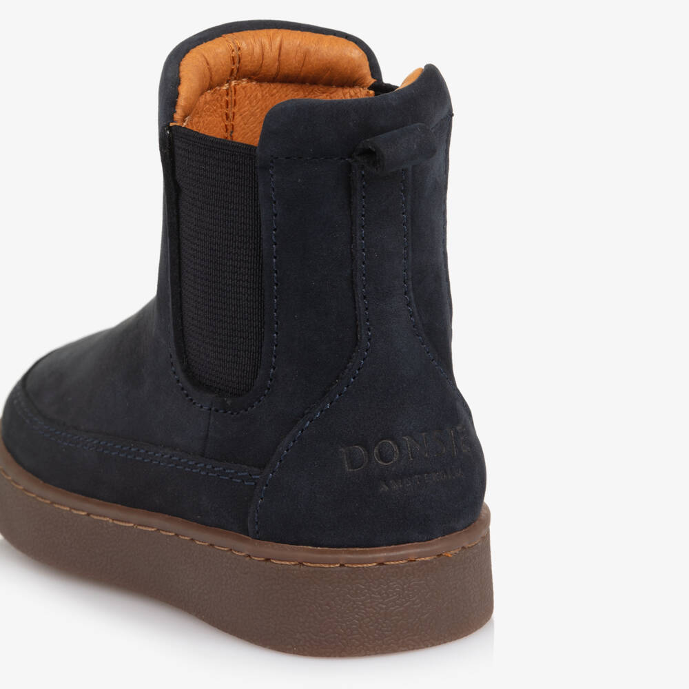 Donsje-Navy Blue Nubuck Leather First Walker Boots | Childrensalon Outlet