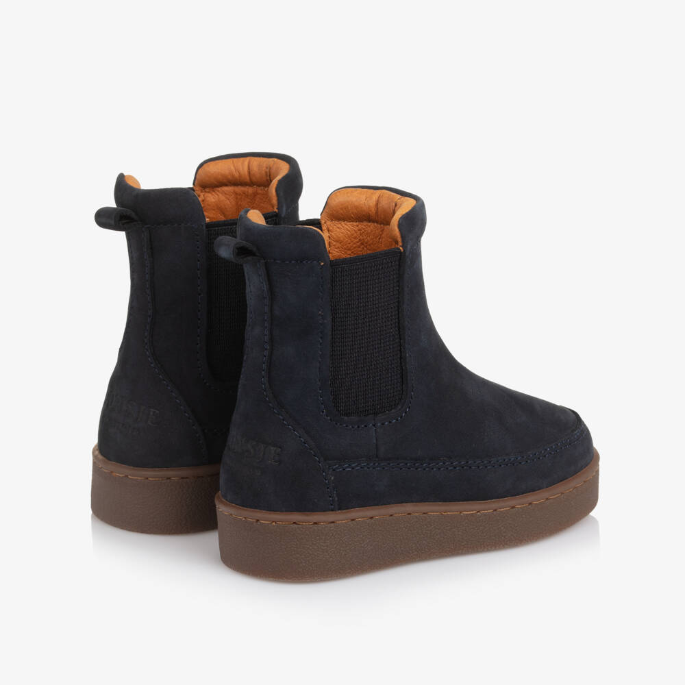 Donsje-Navy Blue Nubuck Leather First Walker Boots | Childrensalon Outlet