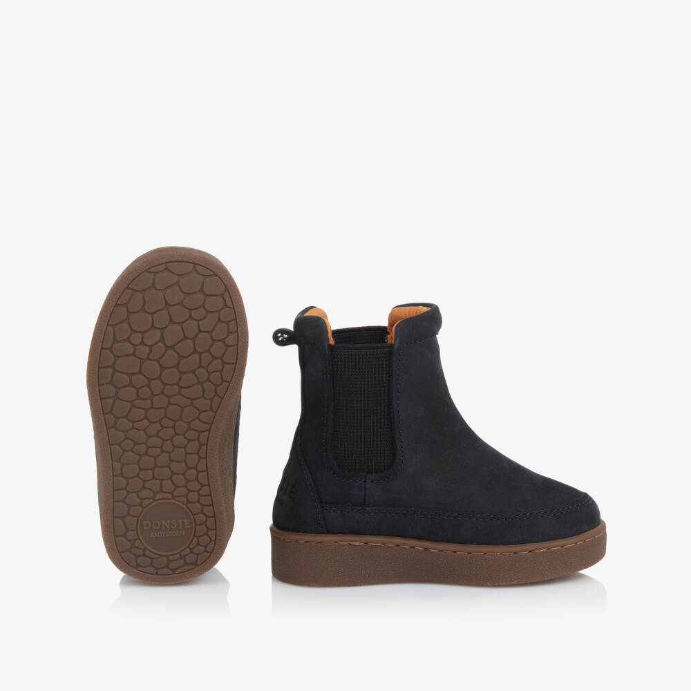 Donsje-Navy Blue Nubuck Leather First Walker Boots | Childrensalon Outlet