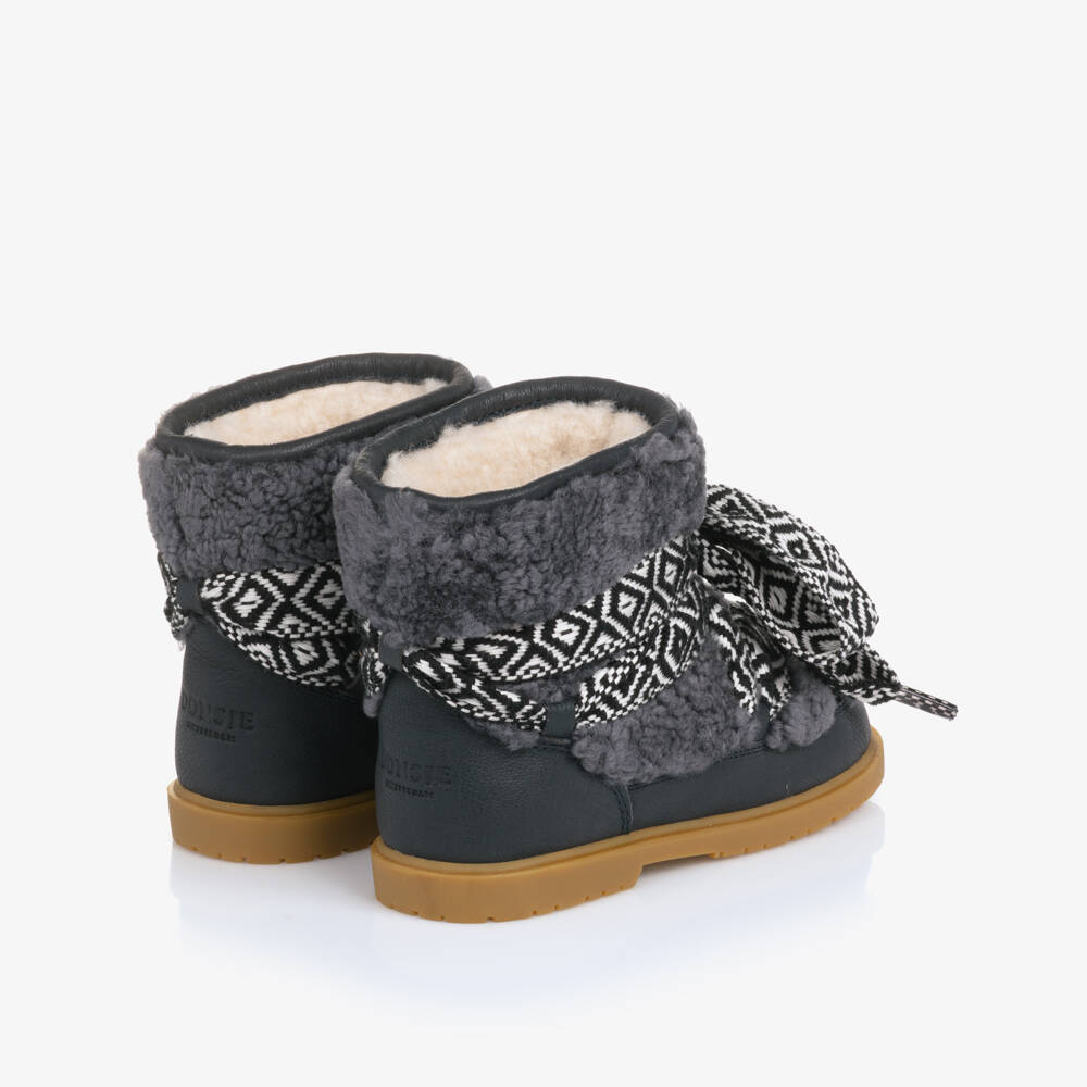 Donsje-Navy Tie Up Boots | Childrensalon Outlet