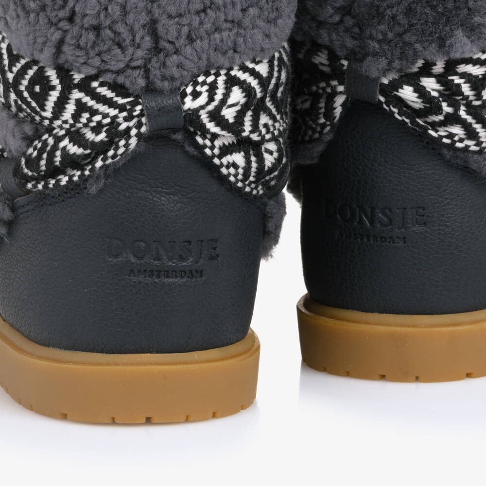 Donsje-Navy Tie Up Boots | Childrensalon Outlet