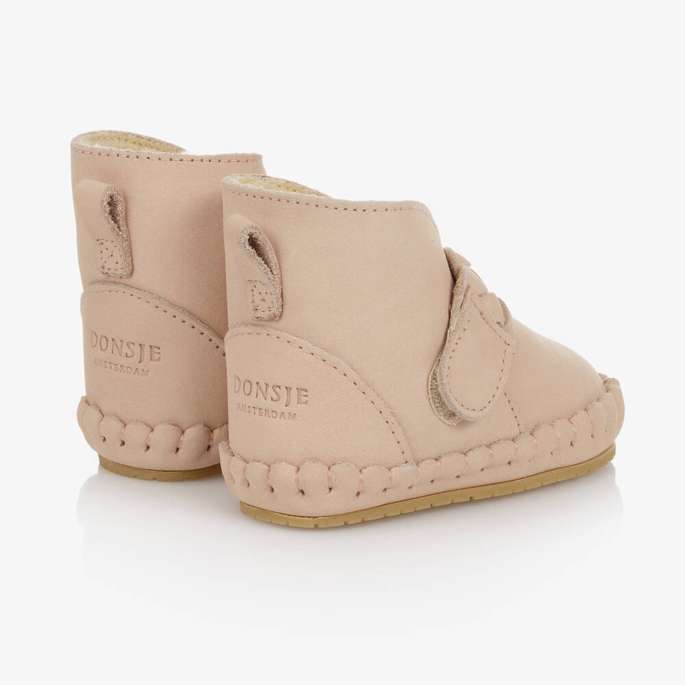 Donsje-Pink Plaited Leather Baby Boots | Childrensalon Outlet
