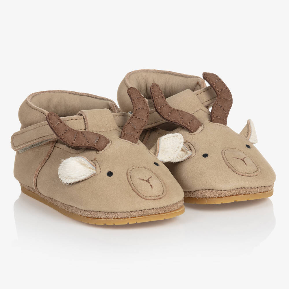 Donsje - Taupe Leather Ibex Baby Shoes | Childrensalon