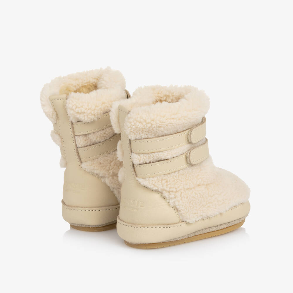 Donsje-White Faux Shearling & Leather Baby Boots | Childrensalon Outlet