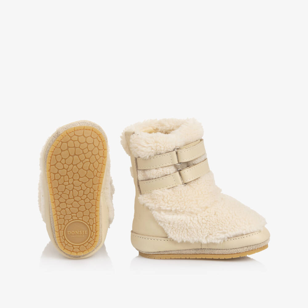 Donsje-White Faux Shearling & Leather Baby Boots | Childrensalon Outlet