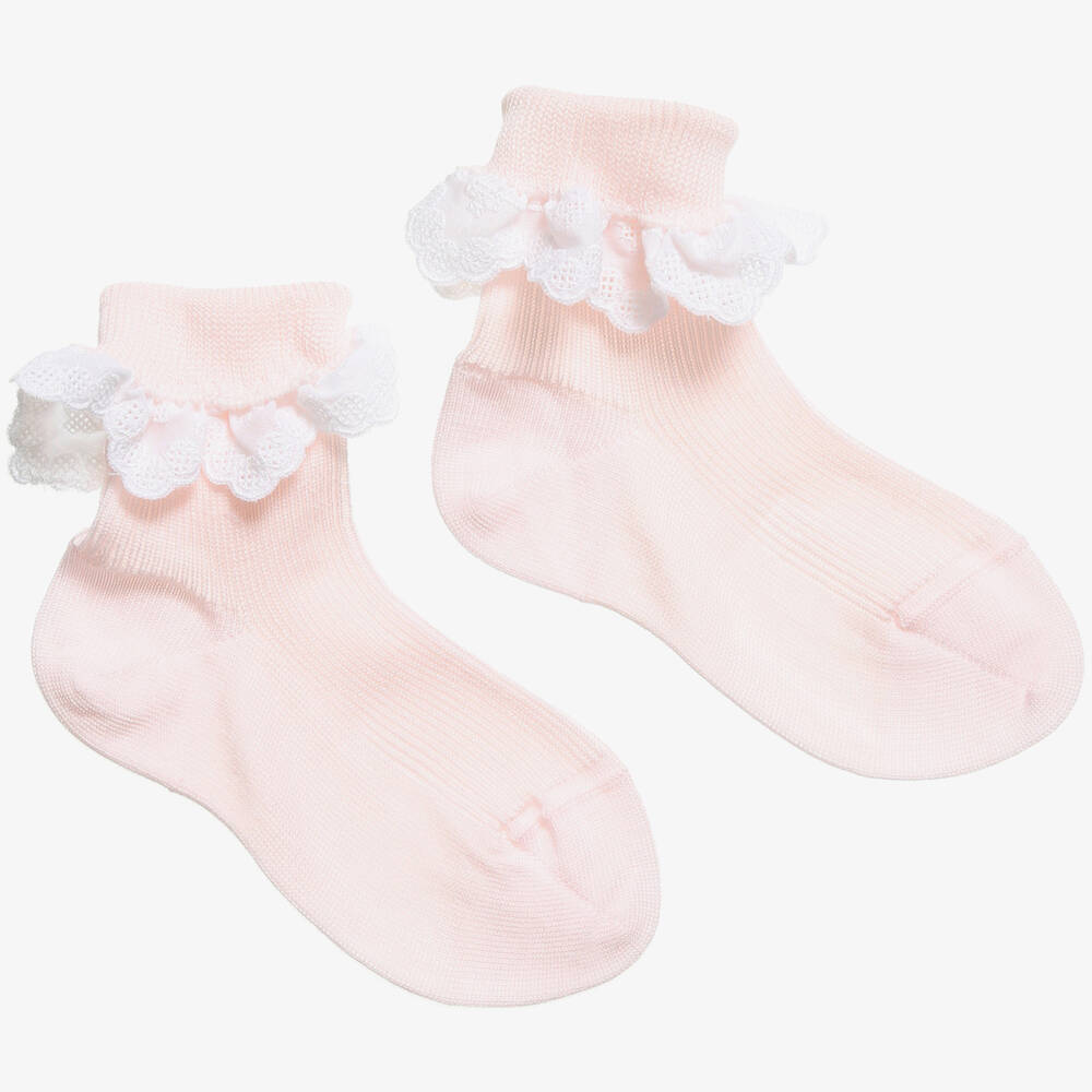 Dore Dore - Girls Luxury Pink Frilly Socks | Childrensalon
