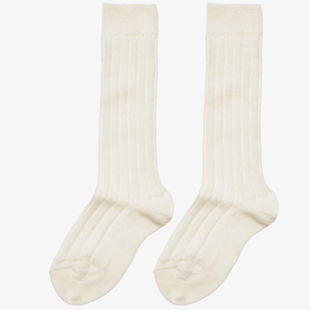 Dore Dore-Ivory Wool & Cotton Long Socks | Childrensalon Outlet