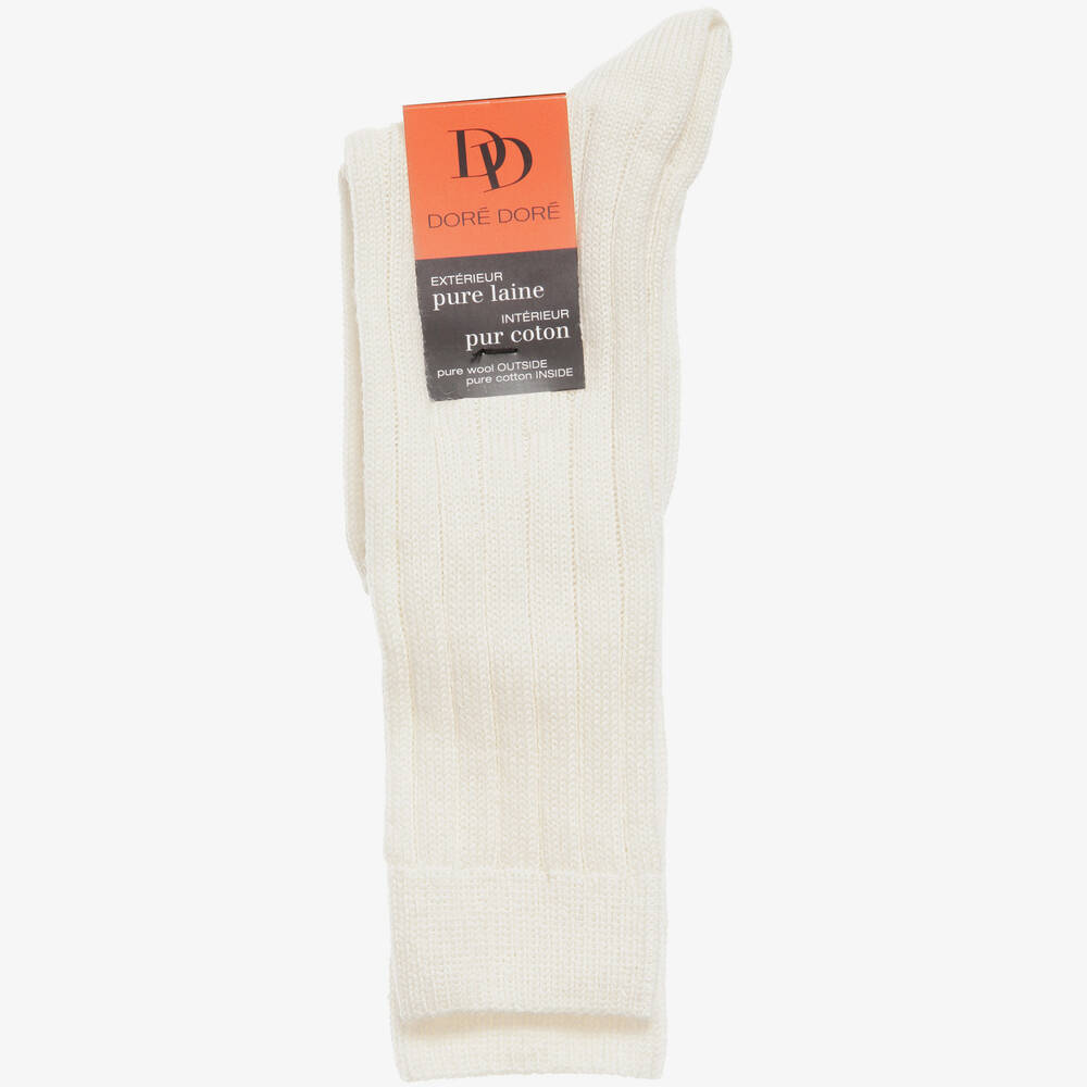 Dore Dore-Ivory Wool & Cotton Long Socks | Childrensalon Outlet