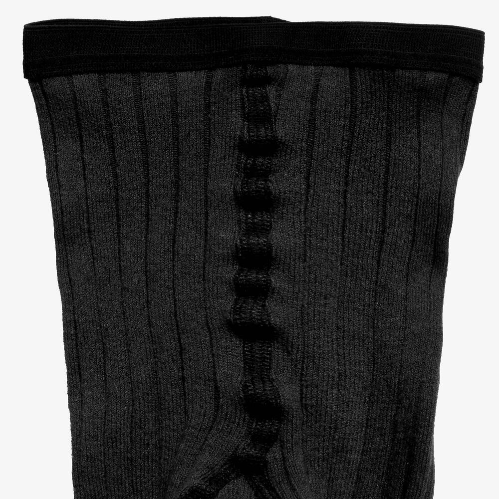 Dore Dore-Luxury Black Cotton Ribbed Tights | Childrensalon Outlet