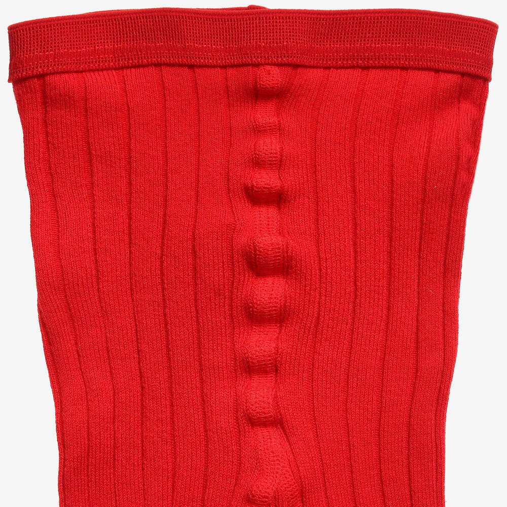 Dore Dore-Luxury Red Cotton Ribbed Tights | Childrensalon Outlet