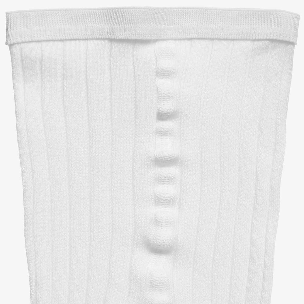 Dore Dore-Luxury White Cotton Ribbed Tights | Childrensalon Outlet