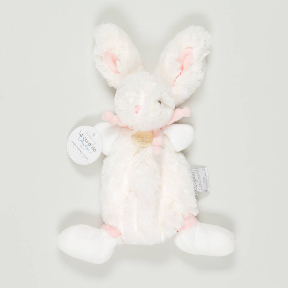 Doudou et Compagnie-Preloved Ivory & Pink Plush Bunny Doudou (26cm) | Childrensalon Outlet