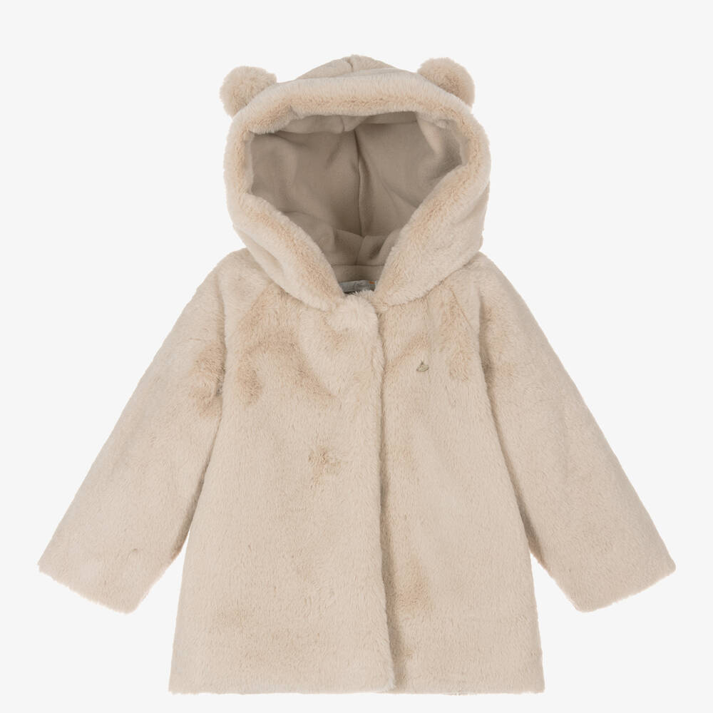Dr. Kid - Baby Beige Faux Fur Hooded Jacket | Childrensalon