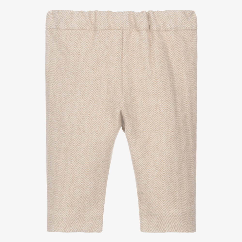 Dr. Kid-Baby Boys Beige Herringbone Jersey Trousers | Childrensalon Outlet