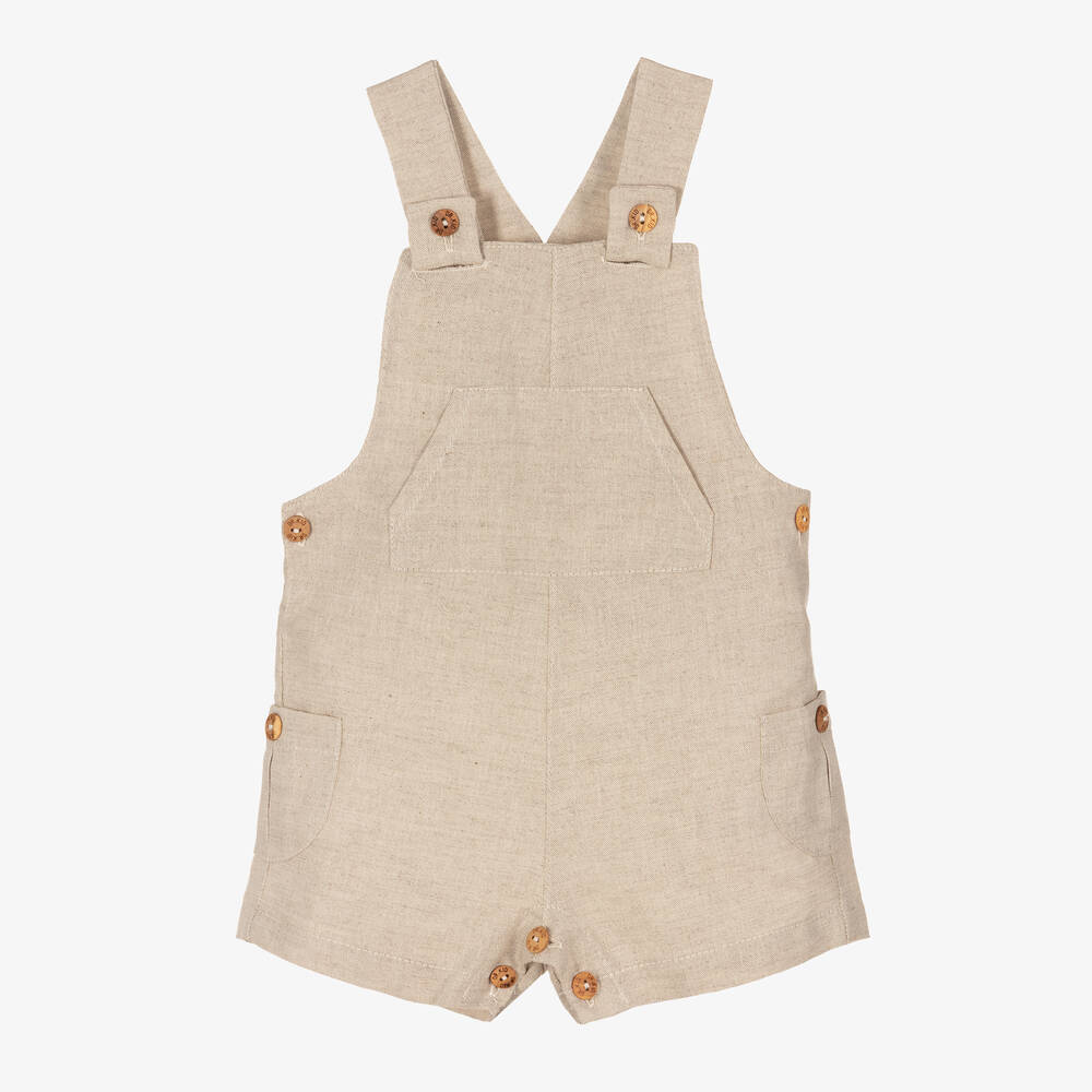 Dr. Kid - Beige Leinen- & Baumwoll-Latzhose | Childrensalon