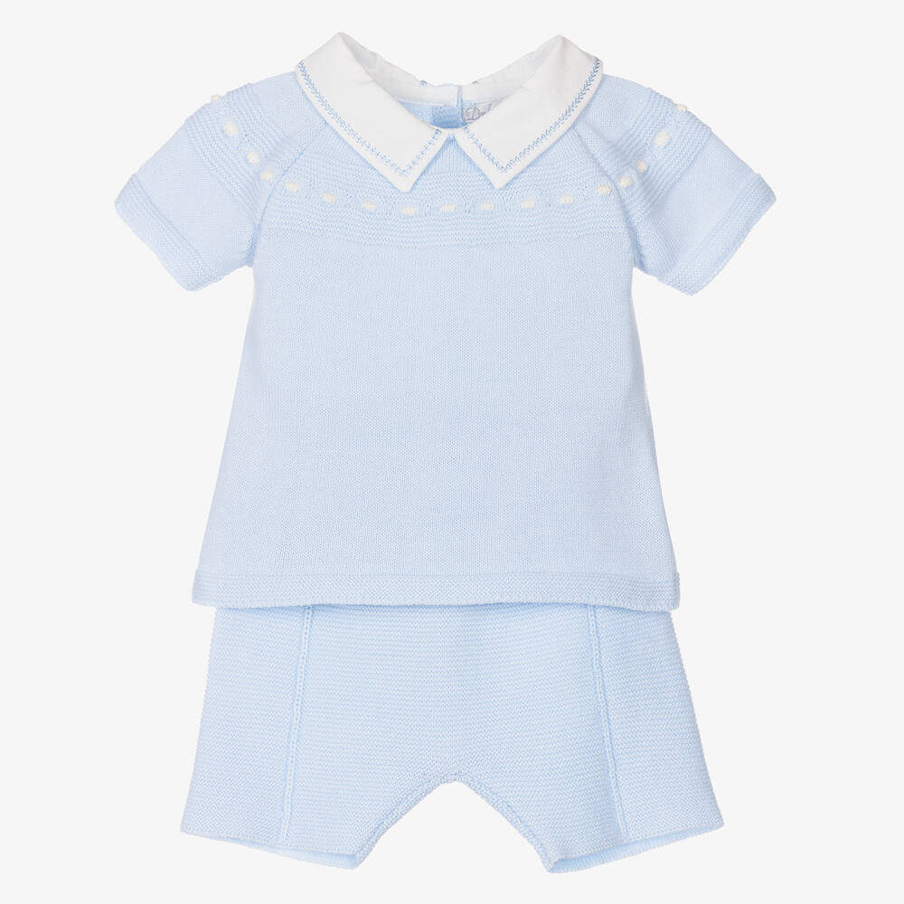 Dr. Kid - Baby Boys Blue Knitted Shorts Set | Childrensalon