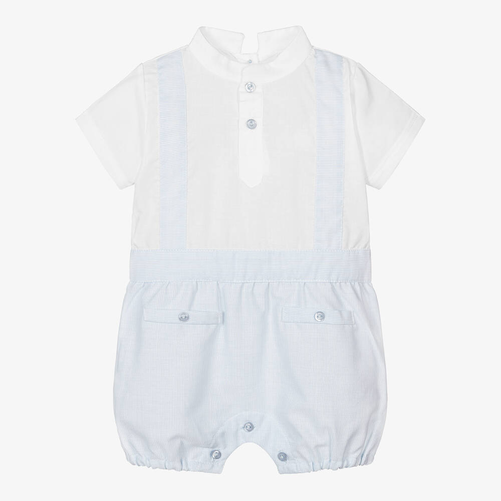 Dr. Kid - Baby Boys Blue & White Cotton Shortie | Childrensalon