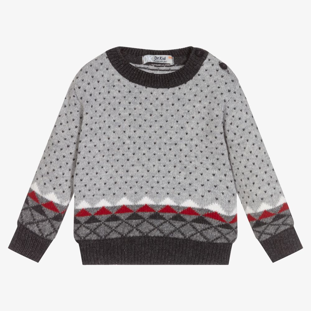 Dr. Kid - Baby Boys Grey Knit Jumper | Childrensalon