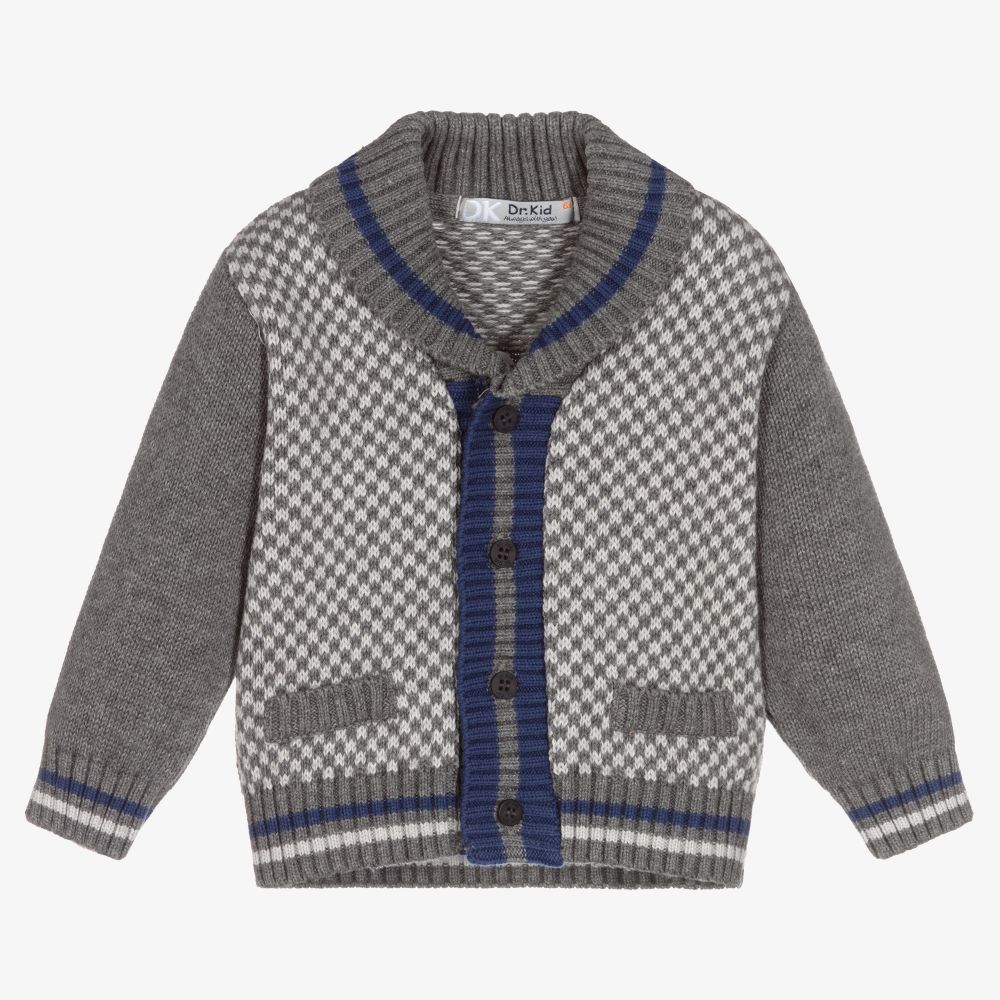 Dr. Kid-Baby Boys Grey Knitted Cardigan | Childrensalon Outlet