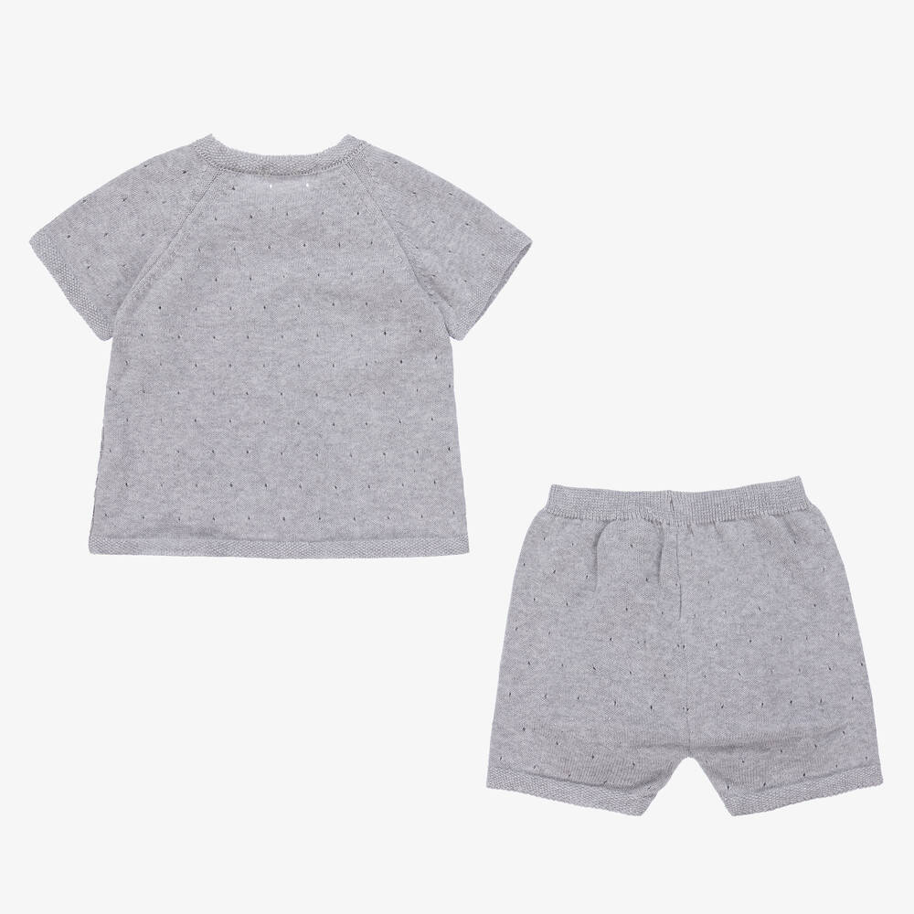 Dr. Kid-Baby Boys Grey Knitted Shorts Set | Childrensalon Outlet