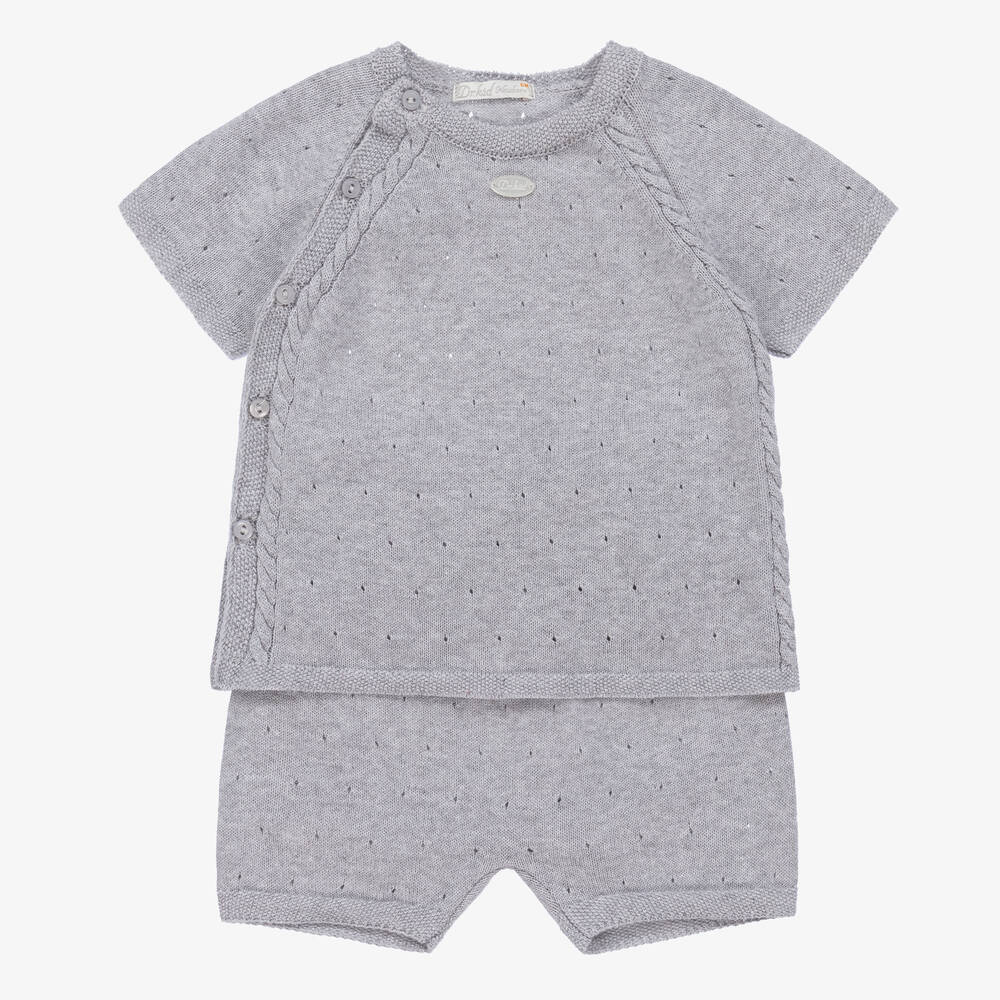 Dr. Kid - Ensemble short gris en maille bébé | Childrensalon