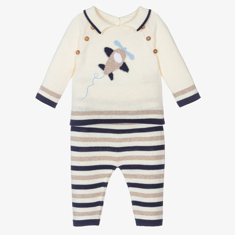 Dr. Kid - Baby Boys Ivory Knitted Trouser Set | Childrensalon