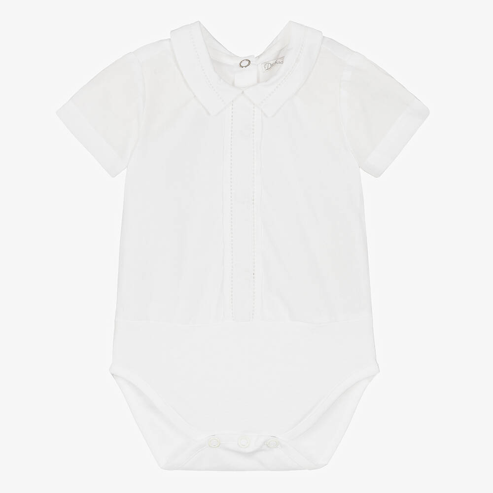 Dr. Kid-Baby Boys White Cotton Bodysuit Shirt | Childrensalon Outlet