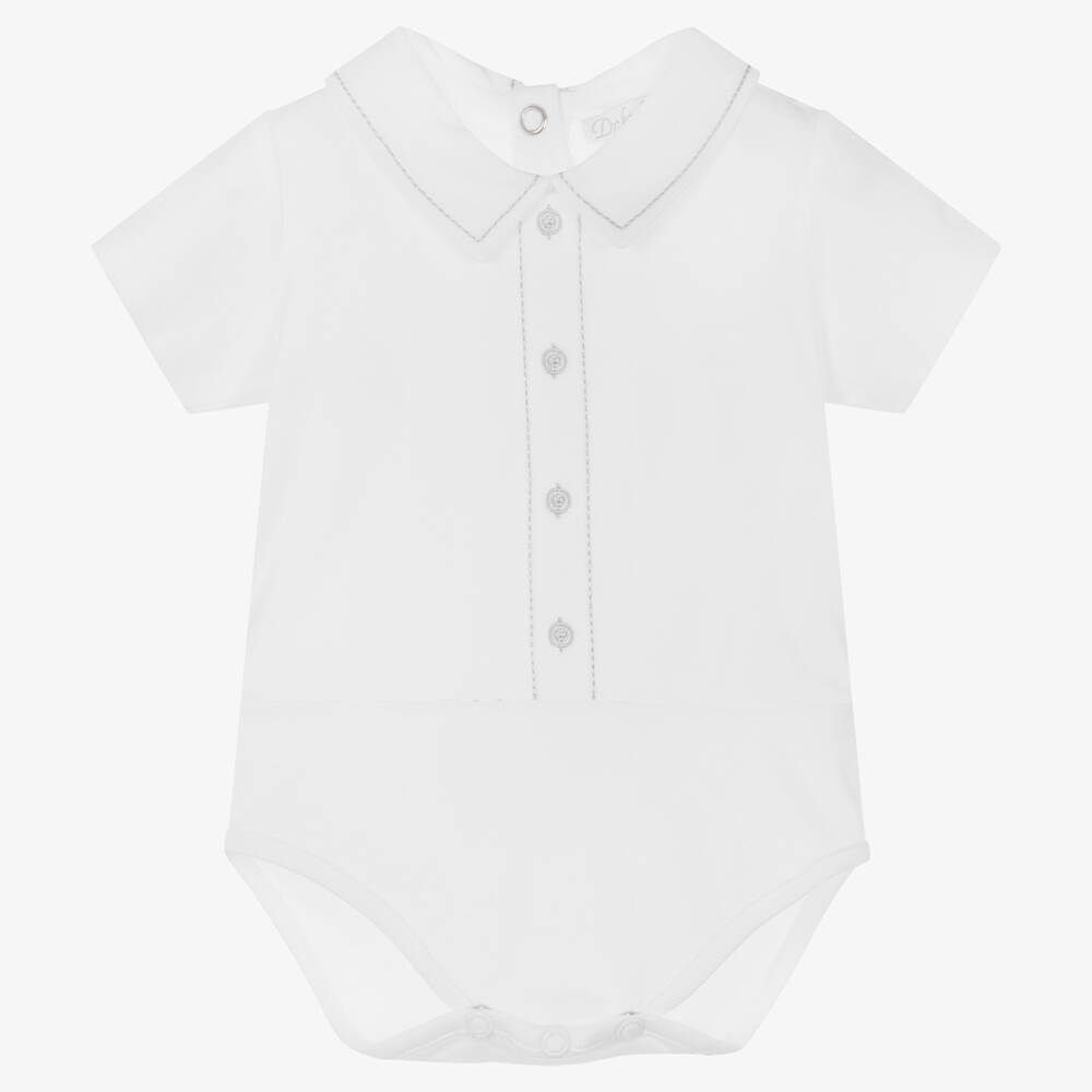 Dr. Kid - Baby Boys White Cotton Jersey Bodysuit | Childrensalon