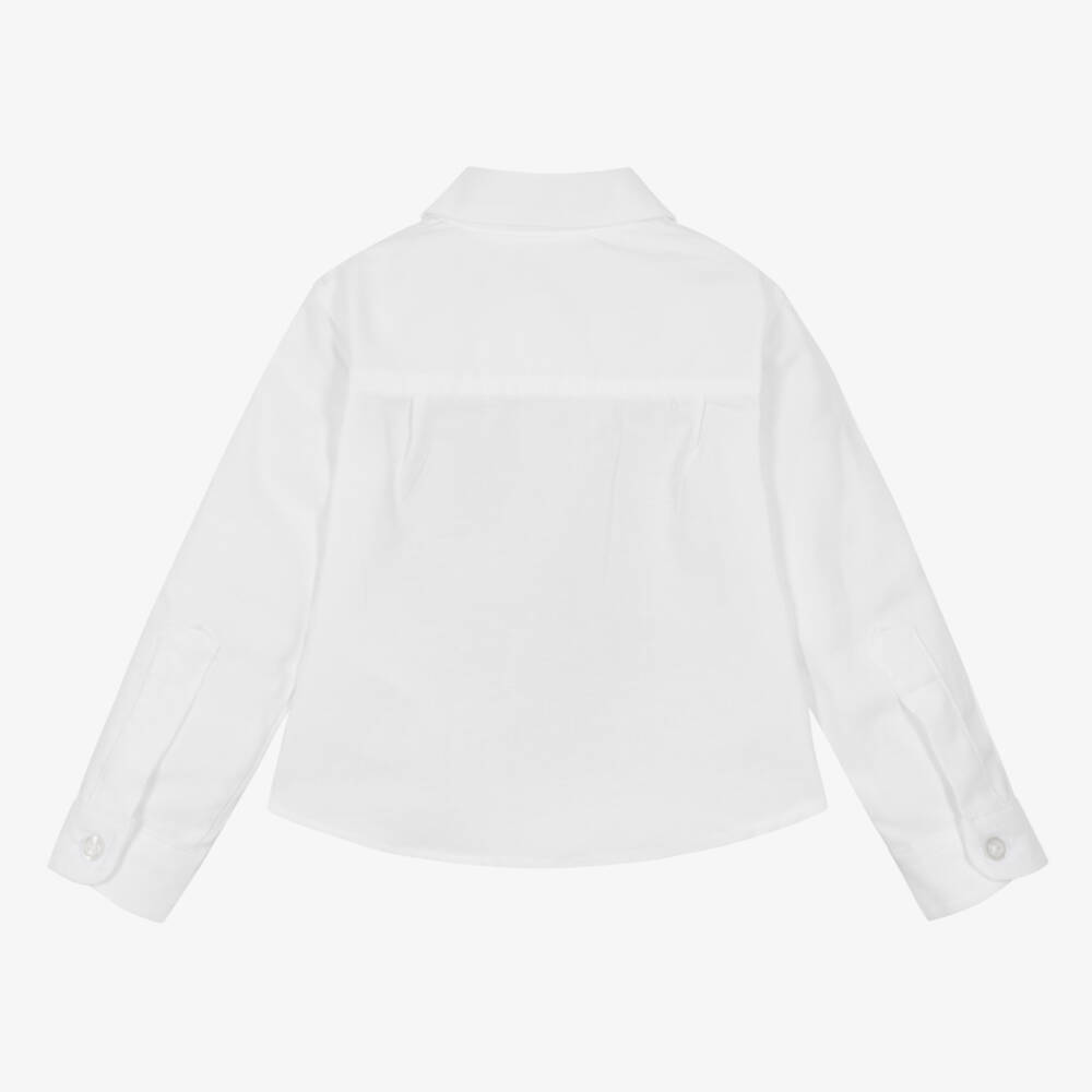 Dr. Kid-Baby Boys White Cotton Shirt With Long Sleeves | Childrensalon Outlet